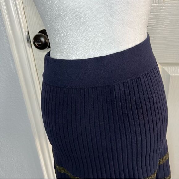 NEW! Ann Taylor Navy/Gold Academia Preppy Knit Sweater Skirt Size Small Petite - Picture 9 of 10